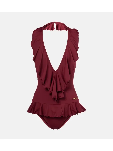 Costum de baie Chloé cu volane roșu