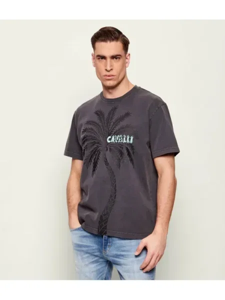 Just Cavalli Tricou | Relaxed fit gri
