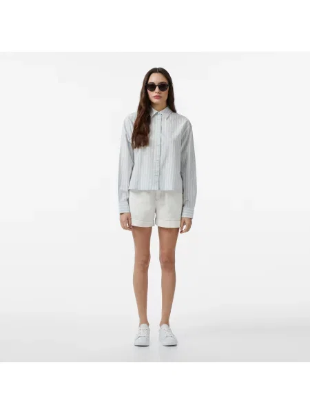 Lacoste Koszula W Paski Relaxed Fit niebieska