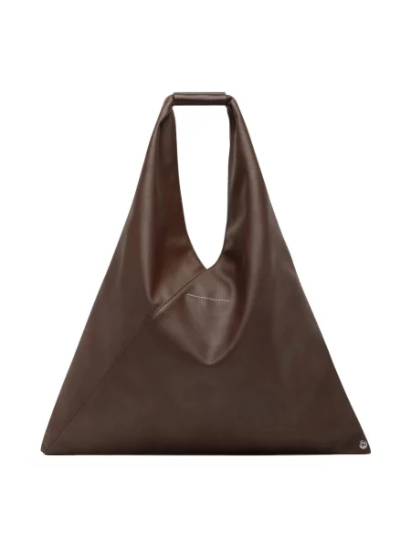 Lniana torebka Mm6 Maison Margiela klasyczna brązowa