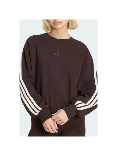 Pruhovaná mikina Adidas Sportswear hnedá