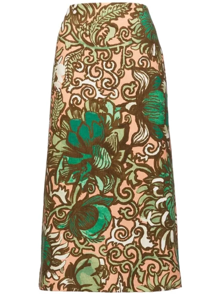 Fustă midi La Doublej cu model floral cu imagine până la genunchi verde