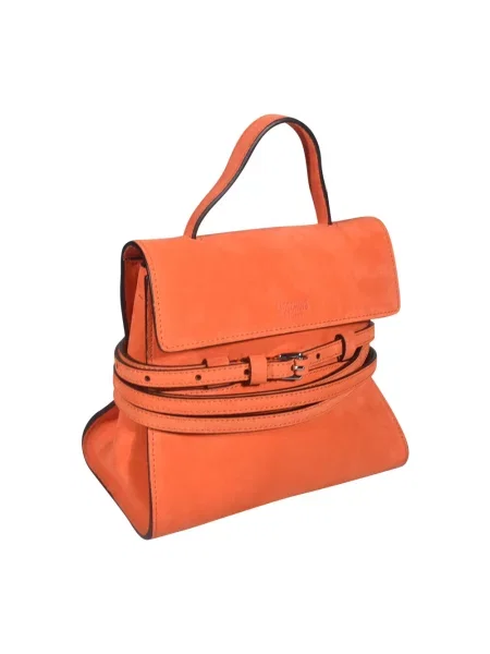 Shopperka Moschino zamszowa wiązana pomarańczowa