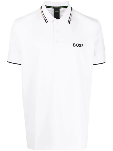 Polo Boss cu broderie alb