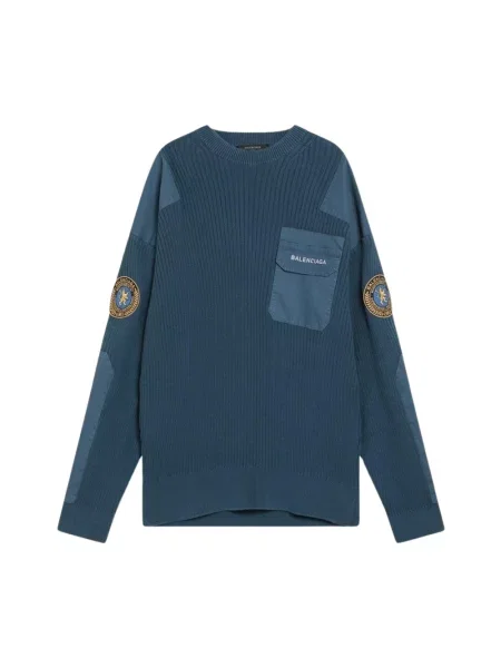 Lniany sweter Balenciaga niebieski