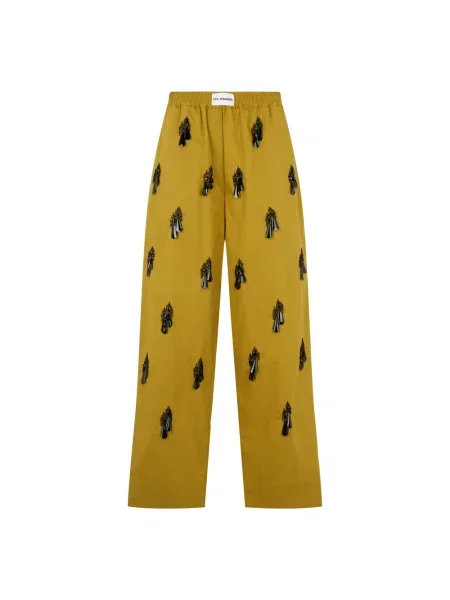Spodnie Des Phemmes z koralikami żółte