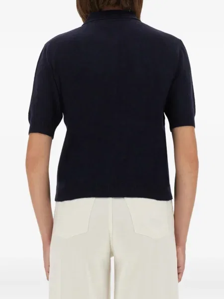 Polo Moschino cu broderie albastru