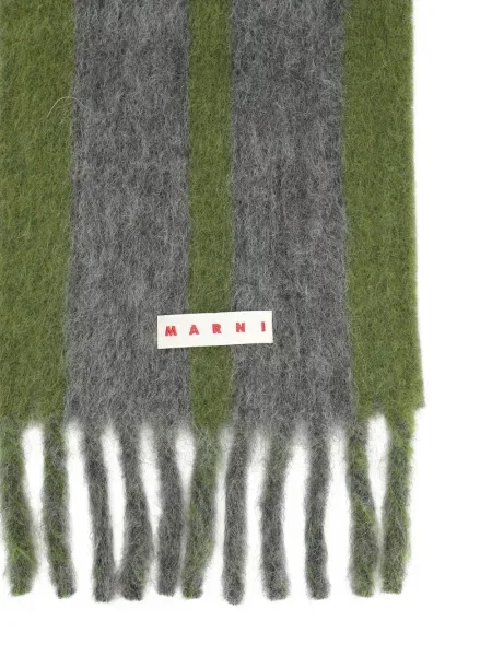 Fular Marni cu franjuri cu dungi verde