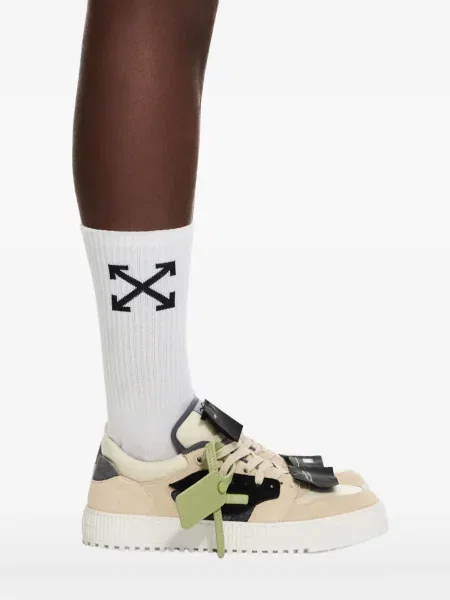 Sneakerși Off-white din piele de căprioară alb
