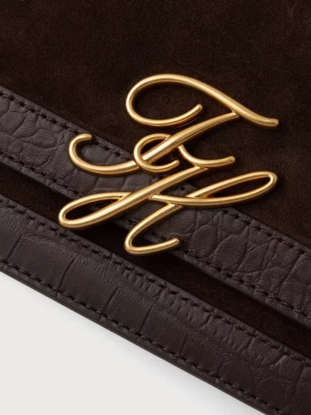 Tommy Hilfiger чанта crossbody дамска от велур SCRIPT кафяво