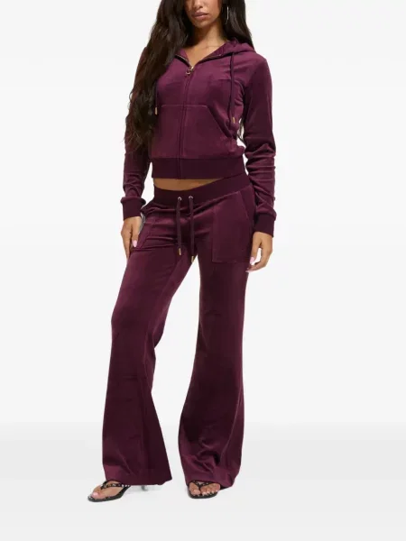 Είδος βελούδου τρέξιμο παντελόνι Juicy Couture με χαμηλή μέση μωβ