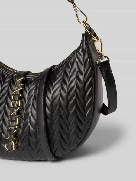 Lniana torebka Valentino Bags czarna