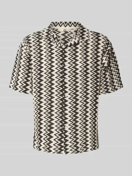 Koszula casualowa o pudełkowym kroju z ażurowym wzorem model ‘ZANDER’ Redefined Rebel czarna