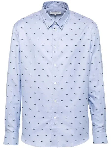 Košile Maison Kitsuné s potiskem modrá