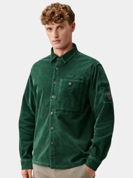 Сорочка повсякденна CP Company бавовна/еластан зелений