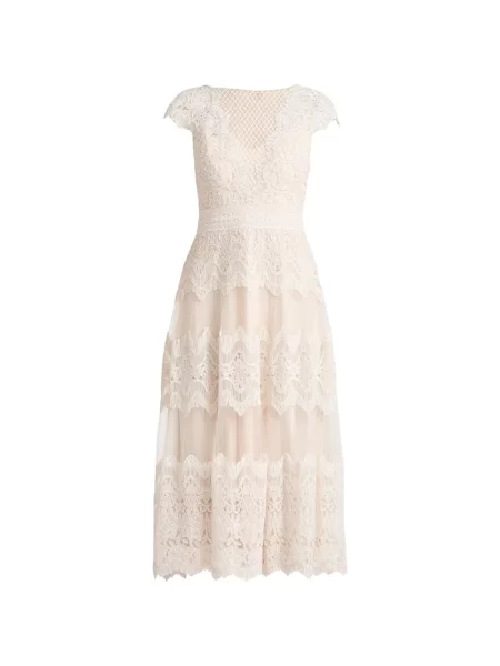 Rochie Tadashi Shoji din dantelă în straturi de costum alb
