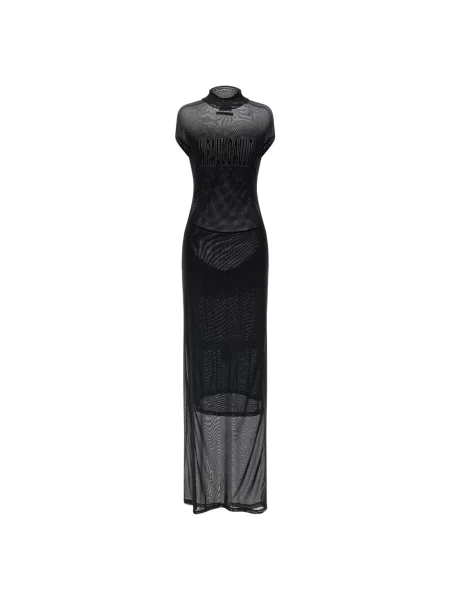 Lniana sukienka maxi Jean Paul Gaultier czarna
