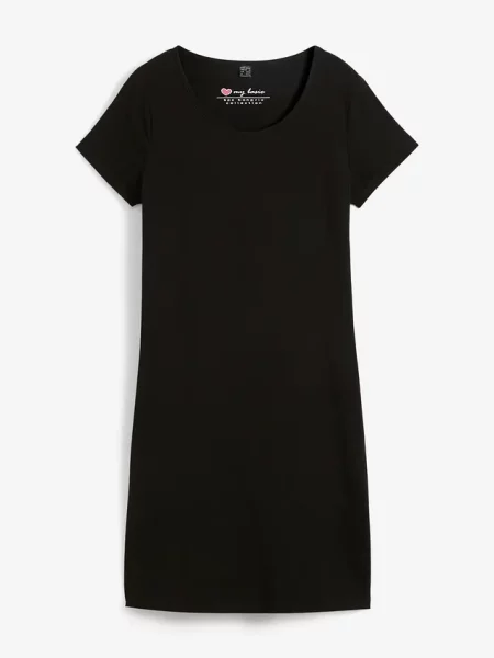 Sukienka T-shirtowa z bawełny organicznej ze stretchem czarna