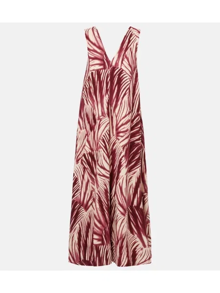 Rochie maxi Dries Van Noten cu imagine de costum bordo