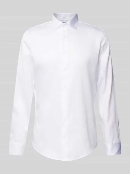 Koszula biznesowa krój slim fit z kołnierzykiem kent z satyny Seidensticker biała