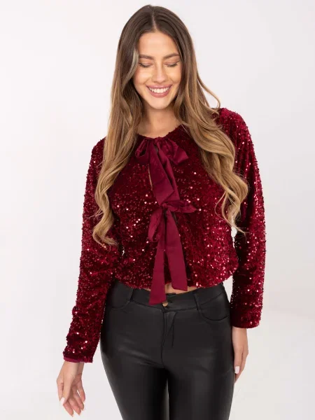 Pulover Italy Moda cu paiete negru