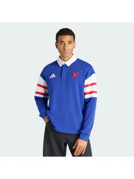 Koszulka polo FFR Heritage Polo-FFR Rugby LONG SLEEVE niebieska