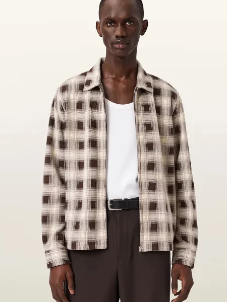 AllSaints cămașă pentru bărbați KRATER LS SHIRT bej