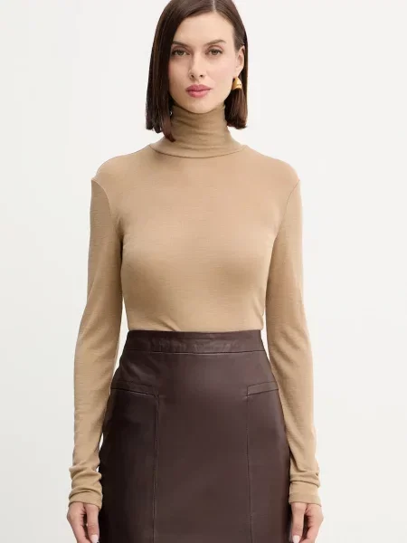 Вълнена блуза с дълги ръкави Weekend Max Mara TESEO бежово