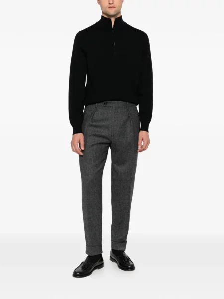 Pantaloni Berwich cu model herringbone gri