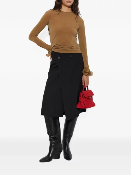 Lung top Moschino cu volane maro