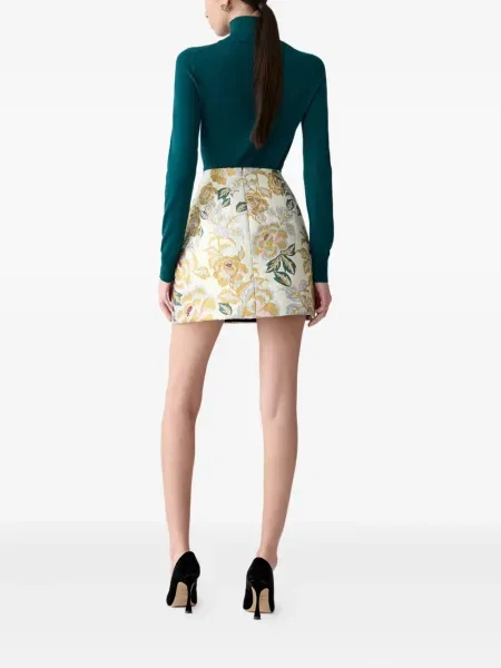 Fusta mini Carolina Herrera cu model floral din jacard