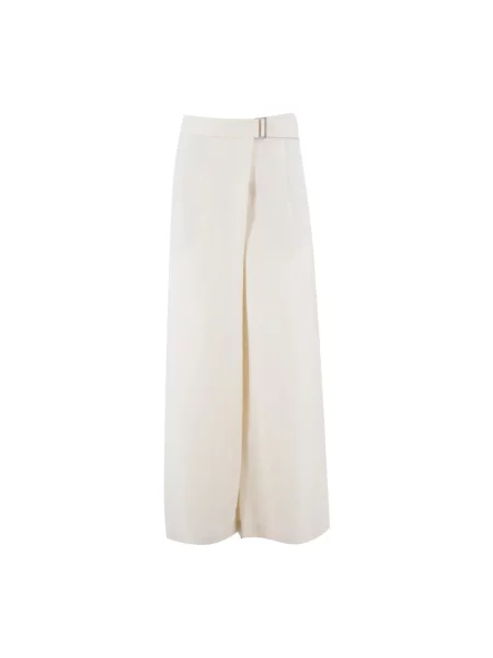 Lniane spodnie Brunello Cucinelli kopertowe o krotszym kroju czerwone