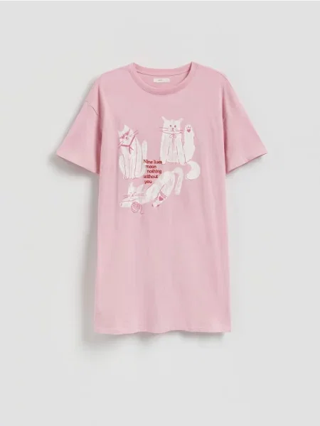 Reserved Cămașă de noapte cu imprimeu roz