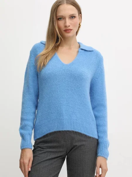 Пуловер с вълна от алпака Morgan от лека материя MCLO синьо