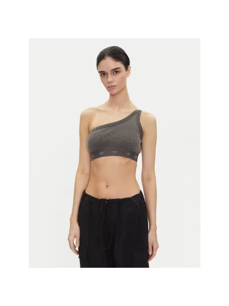 Adidas Топ Ribbed Slim Fit сірий