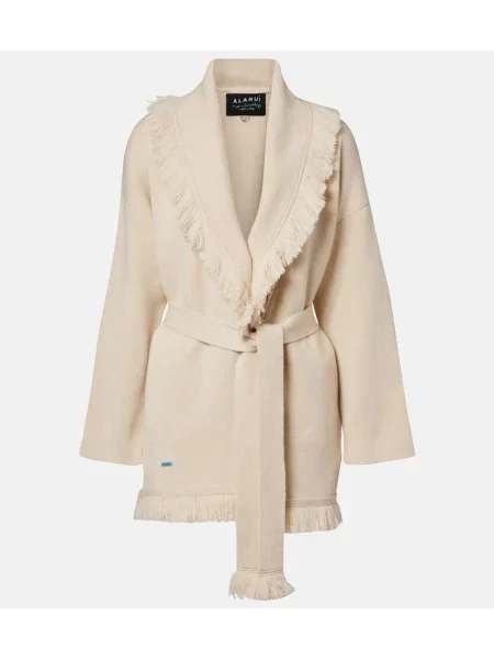 Cardigan Alanui cu franjuri din cașmir alb