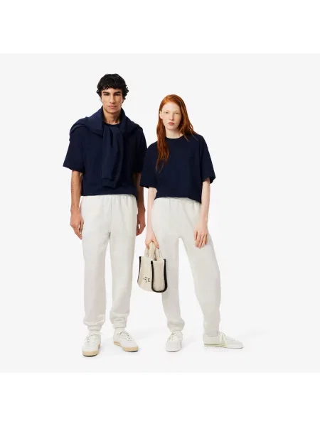 Lacoste Spodnie Dresowe Z Polaru biały