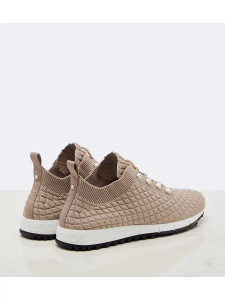 Sneakerși Jimmy Choo cu perle bej