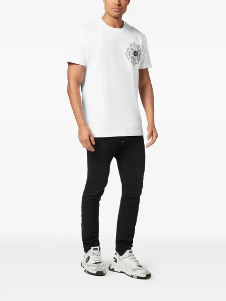 Tricou Philipp Plein cu aplicații alb