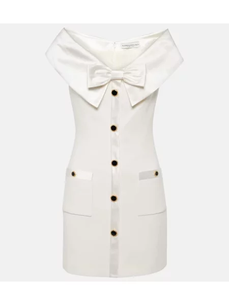 Satenast satenasta obleka Alessandra Rich z lokom bela