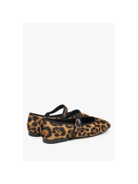 Ворсисті балетки з леопардовим принтом Estro коричневі