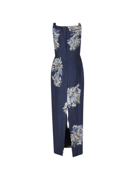 Rochie maxi Saloni cu model floral din jacard albastru