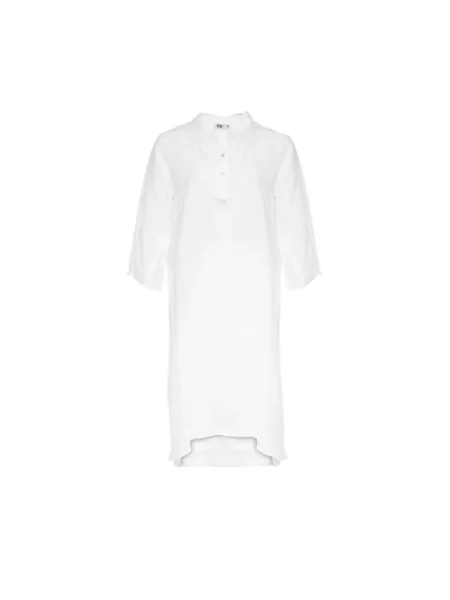 Lniana długa sukienka koszulowa Tiffany biała