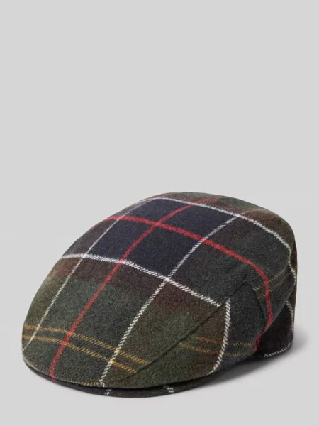 Czapka typu flat cap z opaską na kapelusz detal: Barbour zielona