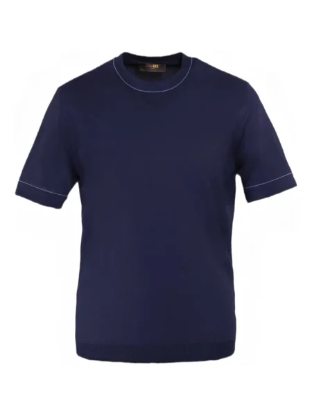 Tricou Moorer cu decolteu rotund scurt albastru