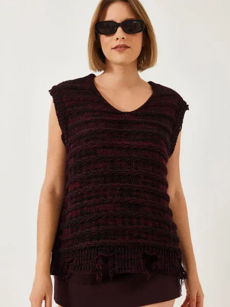 Bianco Lucci Pulover roșu burgundy negru