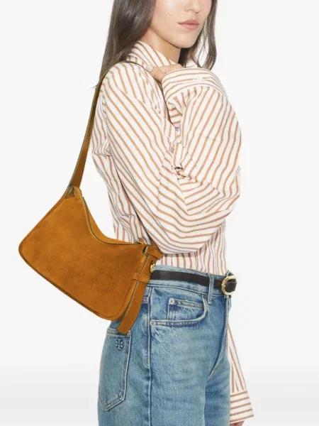 Geantă de mână Tory Burch din piele de căprioară maro