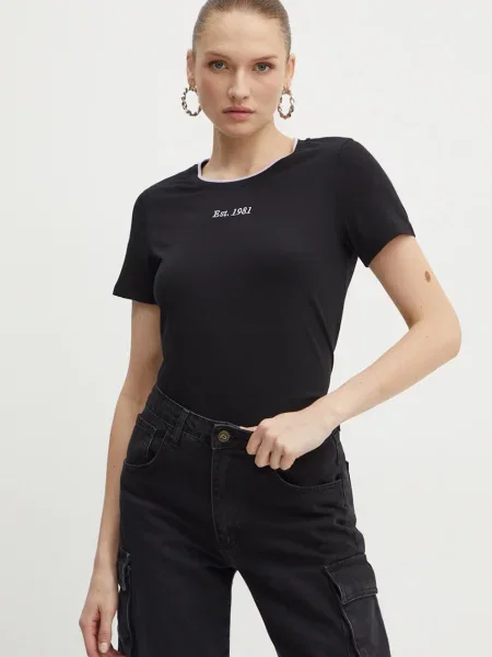 Тениска Guess TWEED черно