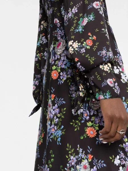 Lung rochie maxi Rabanne cu model floral cu imagine negru