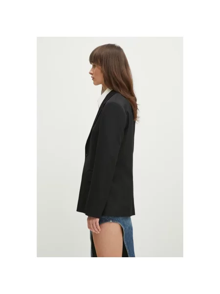 Maison Margiela marynarka z domieszką wełny jednorzędowa gładka czarny